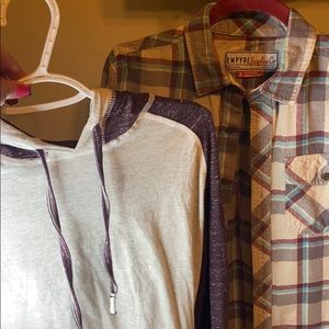 TWO Men’s Top button down/One light weight hoodie
